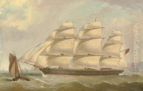 The China Clipper Kate Carnie Under Full Sail Off The Coast Oil Painting by Isaac Heard