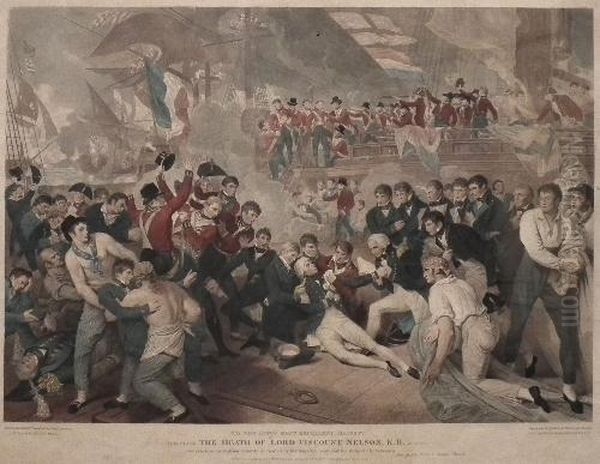 The Death Of Lordviscount Nelson K.b. Oil Painting by James Heath