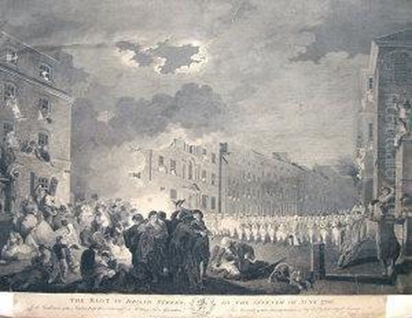 The Riot In Broad Street On The Seventh Of June 1780 Oil Painting by James Heath