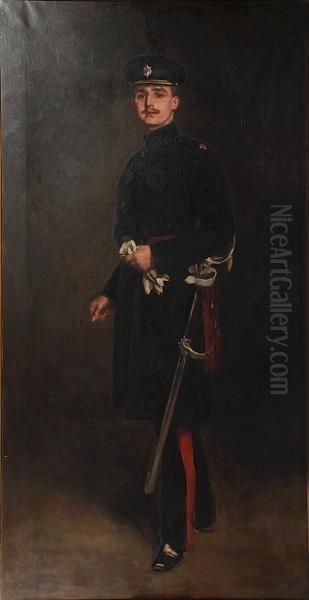 Portrait Of Wyndham Damer Clark, Aged 21 Oil Painting by Thomas Heath Robinson