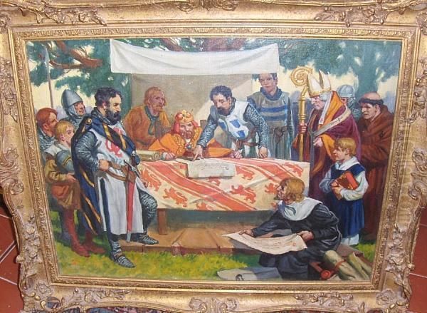 Magna Carta Oil Painting by Thomas Heath Robinson