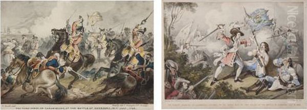 Two Battle Scenes Oil Painting by William Heath