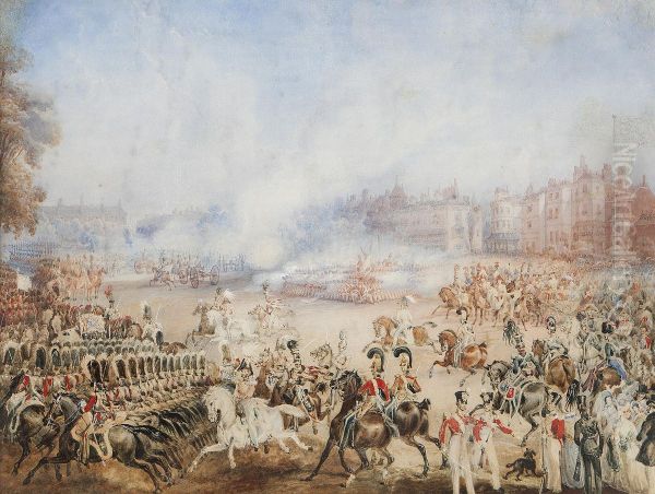 Queen Victoria's Ascension Day Salute, Hyde Park Oil Painting by William Heath