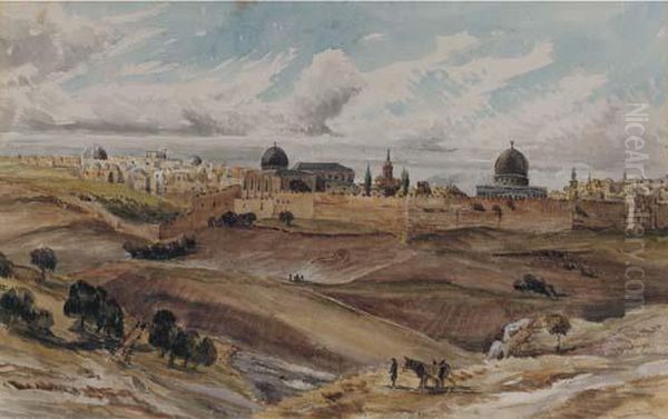 Jerusalem From The Mount Of Olives Oil Painting by Charles Gilbert Heathcote