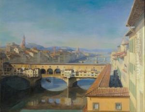 Gold Bridge, Florence Oil Painting by Augustus Goodyear Heaton