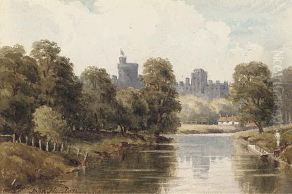 Windsor Castle From The Thames Oil Painting by John Heaton