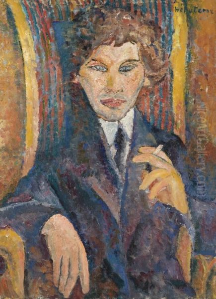 Portrait De Chaim Soutine Oil Painting by Jeanne Hebuterne