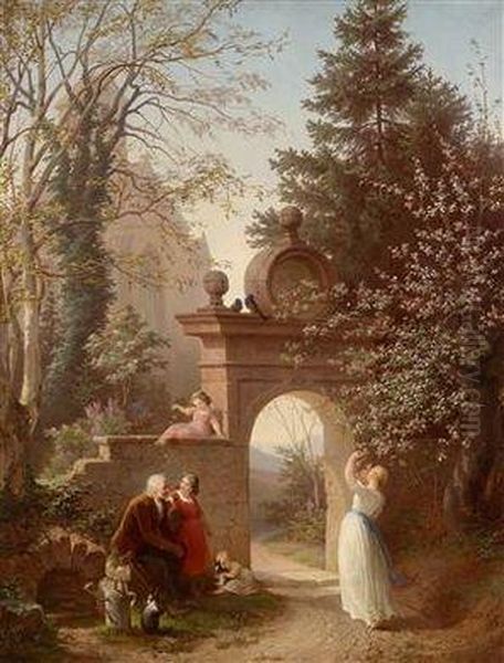 Idyll Oil Painting by Wilhelm Emil Robert Heck