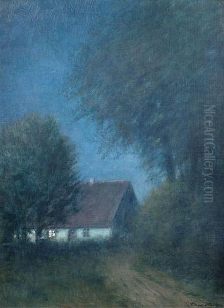 Bauernkate Bei Nacht Oil Painting by Franz Hecker