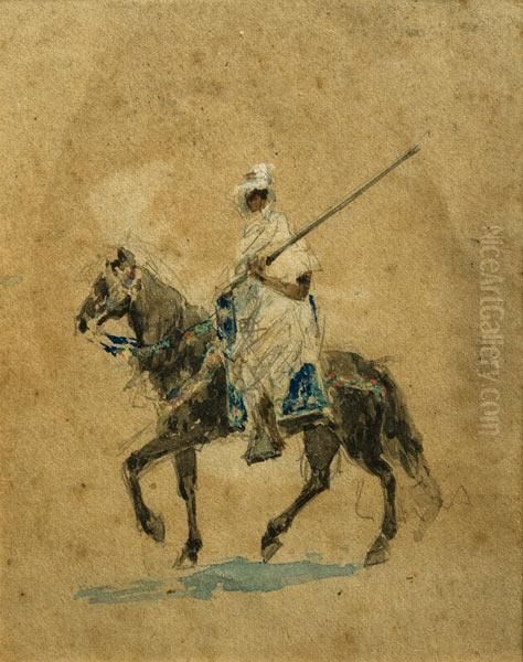 Soldado A Caballo Oil Painting by Diogenes Hecquet