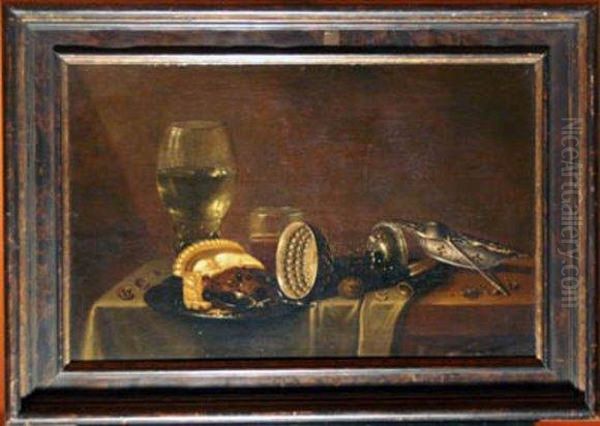 Still Lifewith Romer Wan - Li Bowl Oil Painting by Willem Claesz. Heda