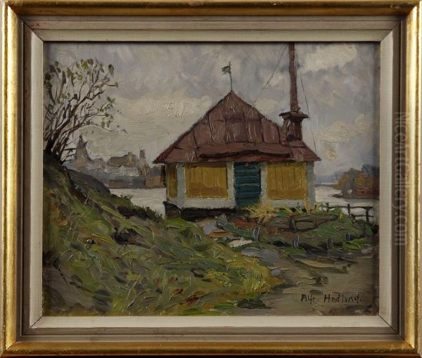 Gamla Tullhuset Pabeckholmen - Stockholm Oil Painting by Alfred Hedlund