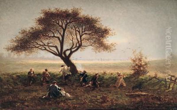 Die Treibjagd Oil Painting by Edmond Hedouin