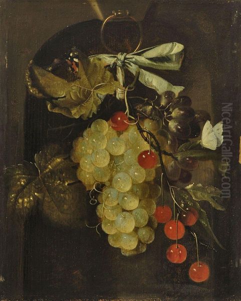 Feston Aus Trauben Und Kirschen Oil Painting by Cornelisz. De Heem