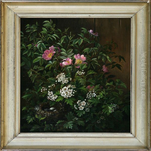 Wild Flowers At A Nest Oil Painting by Ida Marie Margrethe Heerfordt