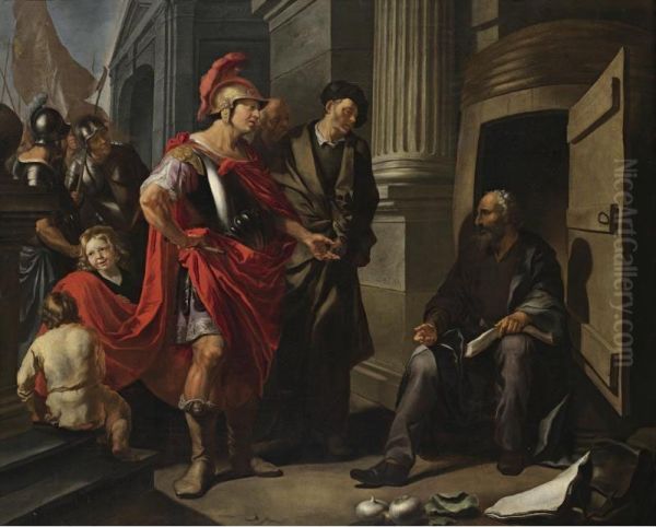 Property Of Ambrose Naumann
 

 
 
 

 
 Alexander The Great And Diogenes Oil Painting by Hendrick Heerschop or Herschop