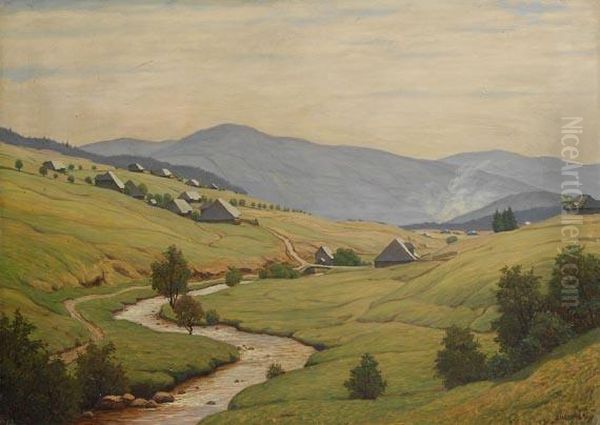 Schwarzwaldlandschaft Oil Painting by Joseph Julius Heffner