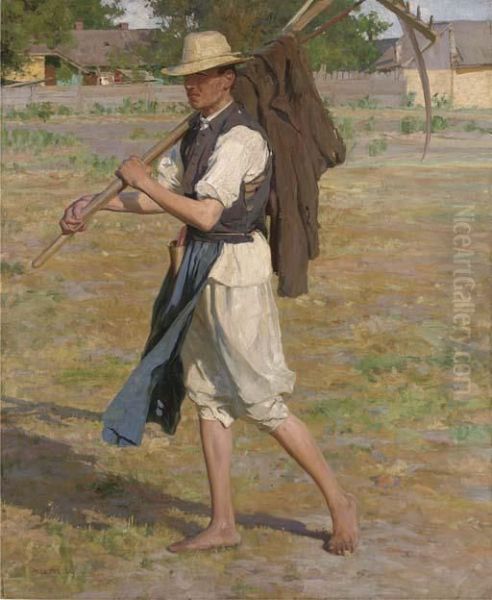 Farmer Returning Home Oil Painting by Laszlo Hegedus