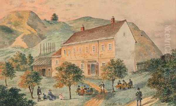 Landgasthof Oil Painting by Josef Heicke