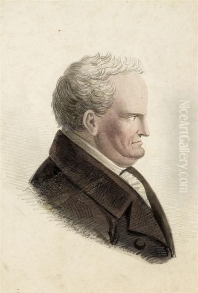 Head And Shoulders Of An Older Man In Profile To The Right Oil Painting by Karl Alexander Heideloff