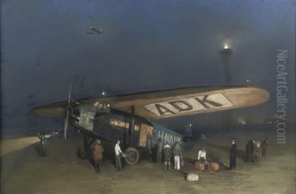 A Safe Landing With The Fokker F Vii Oil Painting by Herman Heijenbrock