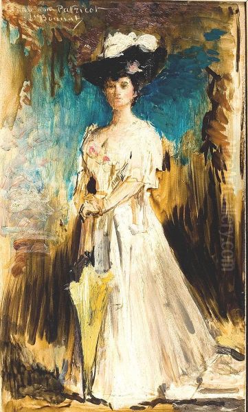 Portrait De Madame Patricot Auparasol Oil Painting by Joseph Heilmair