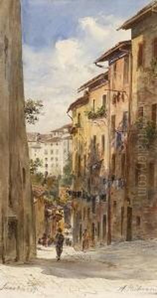 Strasenzug In Siena. Oil Painting by Anton Paul Heilmann