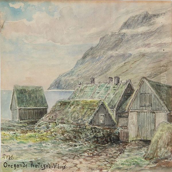 Scene From Videro, Faroe Islands Oil Painting by Flora Heilmann