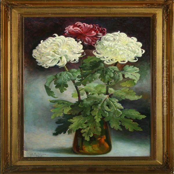 Flowers In A Vase Oil Painting by Flora Heilmann