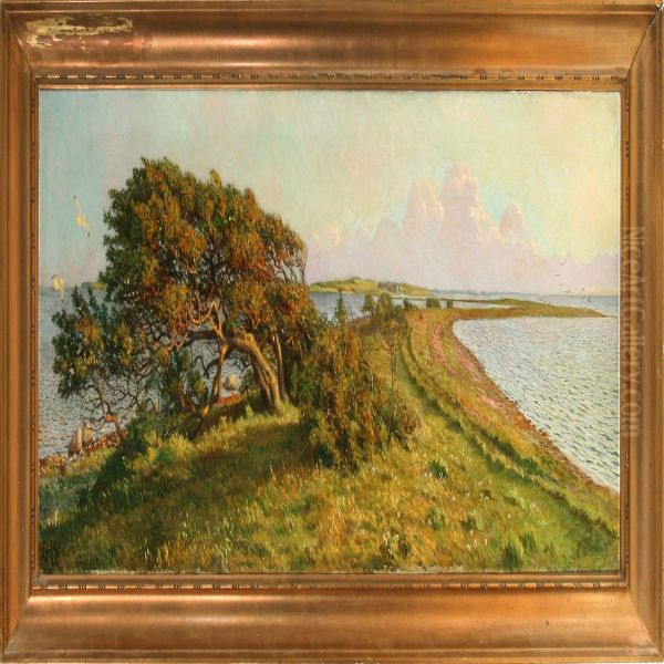 An Fiord Scene Oil Painting by Gerhard V.E. Heilmann