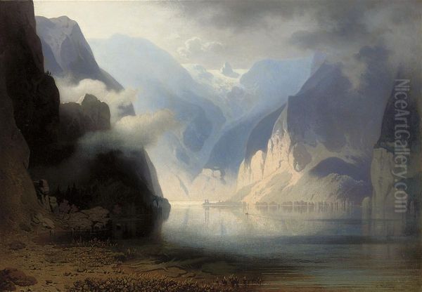 Lake Konigsee, Berchtesgaden In Germany Oil Painting by Karl Heilmayer