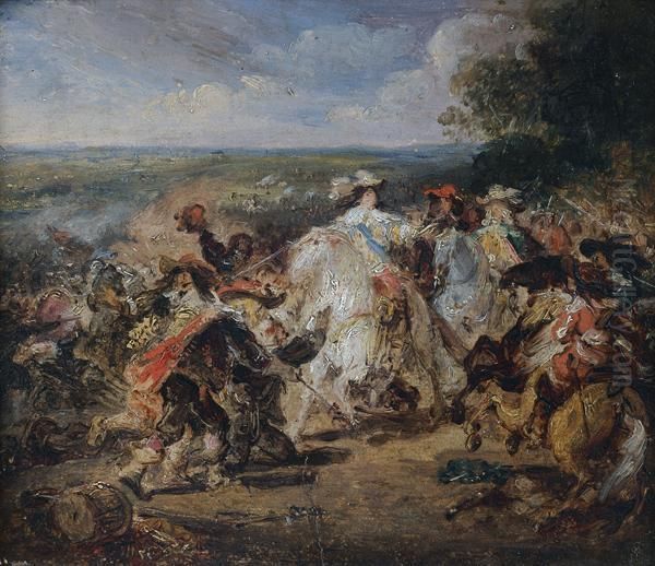 Esquisse Pour La Bataille De Rocroy Oil Painting by Francois - Joseph Heim