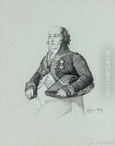 Portrait De Monsieur Huyot, L'architecte Oil Painting by Francois - Joseph Heim