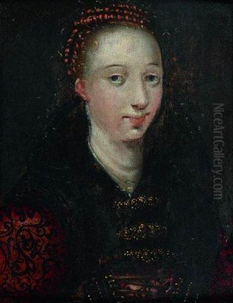 Portrait De Jeune Femme Dit Portrait D'isabelle De France Oil Painting by Wolfgang Heimbach