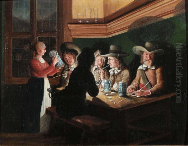 Scena Di Osteria Con Fumatori Oil Painting by Wolfgang Heimbach