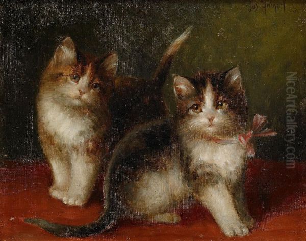 Kattungar Oil Painting by Josef Heimerl