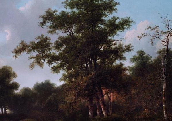 Weite Landschaft Mit Feldweg An
 Einem Waldrand Oil Painting by Christianus Hendric. Hein