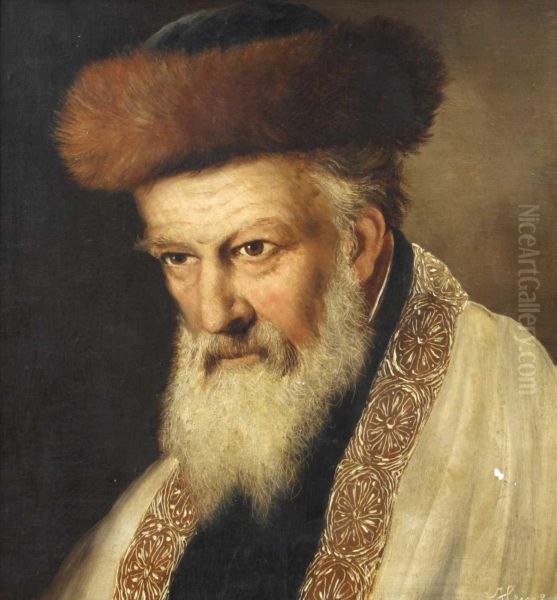 Bartiger Rabbi Oil Painting by Johann Adalbert Heine