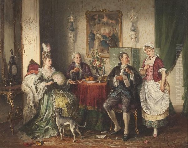 Elegante Rokkokoszene Oil Painting by Johann Adalbert Heine