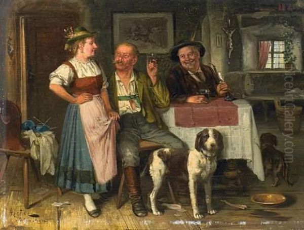 Verliebte Leut Oil Painting by Johann Adalbert Heine