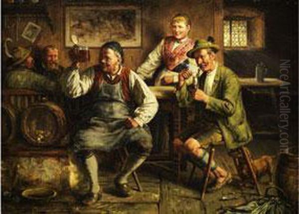 Wirtshausszene Oil Painting by Johann Adalbert Heine