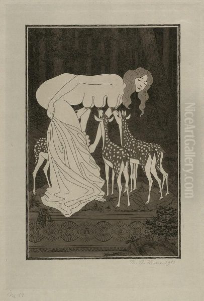 Diana Oil Painting by Thomas Theodor Heine