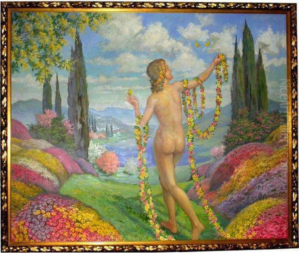 Psyche Wandelt Selig Durch Dieneuerwachten Flure Oil Painting by Ernst Heinemann