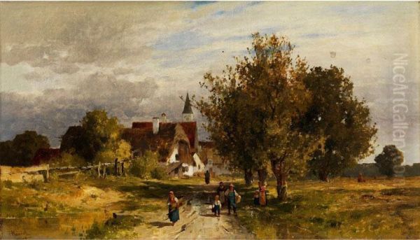 Oberbayerische Landschaft Oil Painting by Karl Adam Heinisch