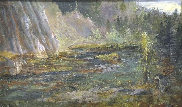 Gebirgssee Amwaldrand Oil Painting by Heinrich Heinlein