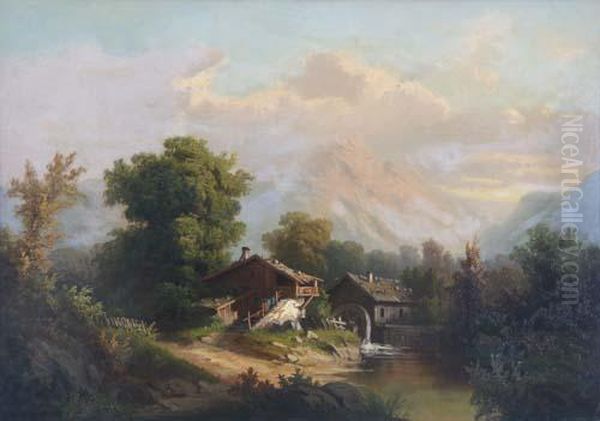 Landschaft In Oberbayern Oil Painting by Heinrich Heinlein