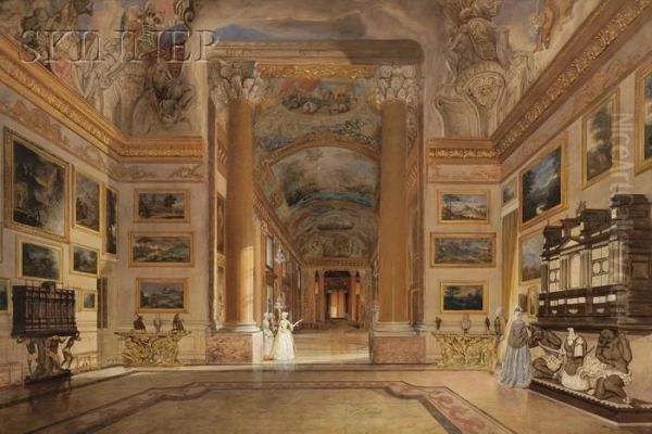 Interior View Of The Colonna Palace, Rome Oil Painting by Franz Heinrich