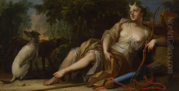 Rastende Diana Oil Painting by Johann Heinrich Keller