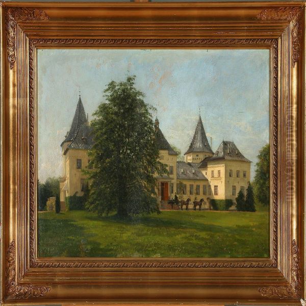 Scene Frompederstrup Manor On Lolland, Denmark Oil Painting by Heinrich Hansen