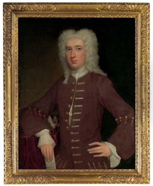 Portrait Of A Gentleman, Identified As Alexander Keith Of Ravelston, Half-length, In A Brown Coat, Holding A Letter Oil Painting by John Theodore Ii Heins